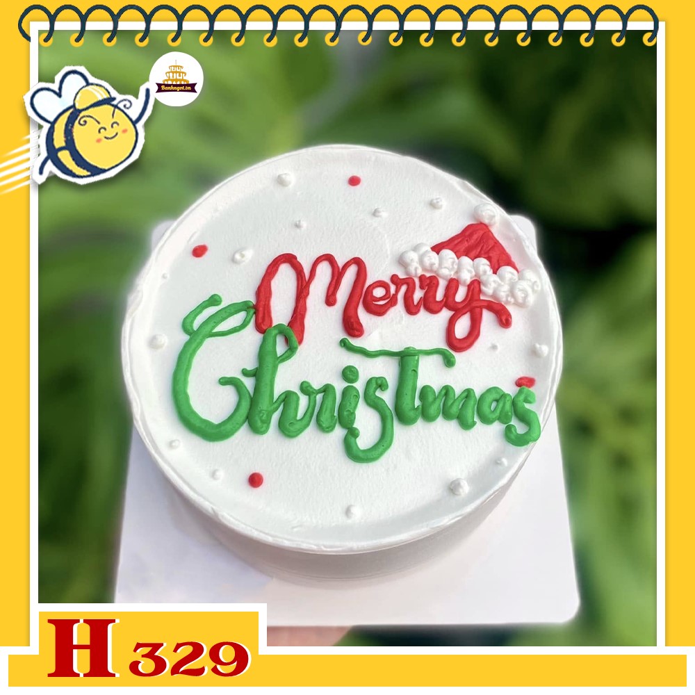 Bánh kem sinh nhật H329 phong cách Giáng Sinh Merry Christmas