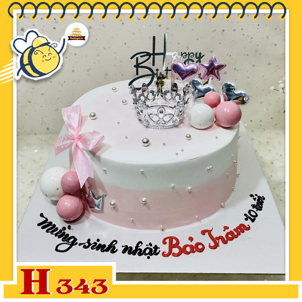 Bánh kem sinh nhật H343 hoàng gia nữ hoàng vương miện lấp lánh