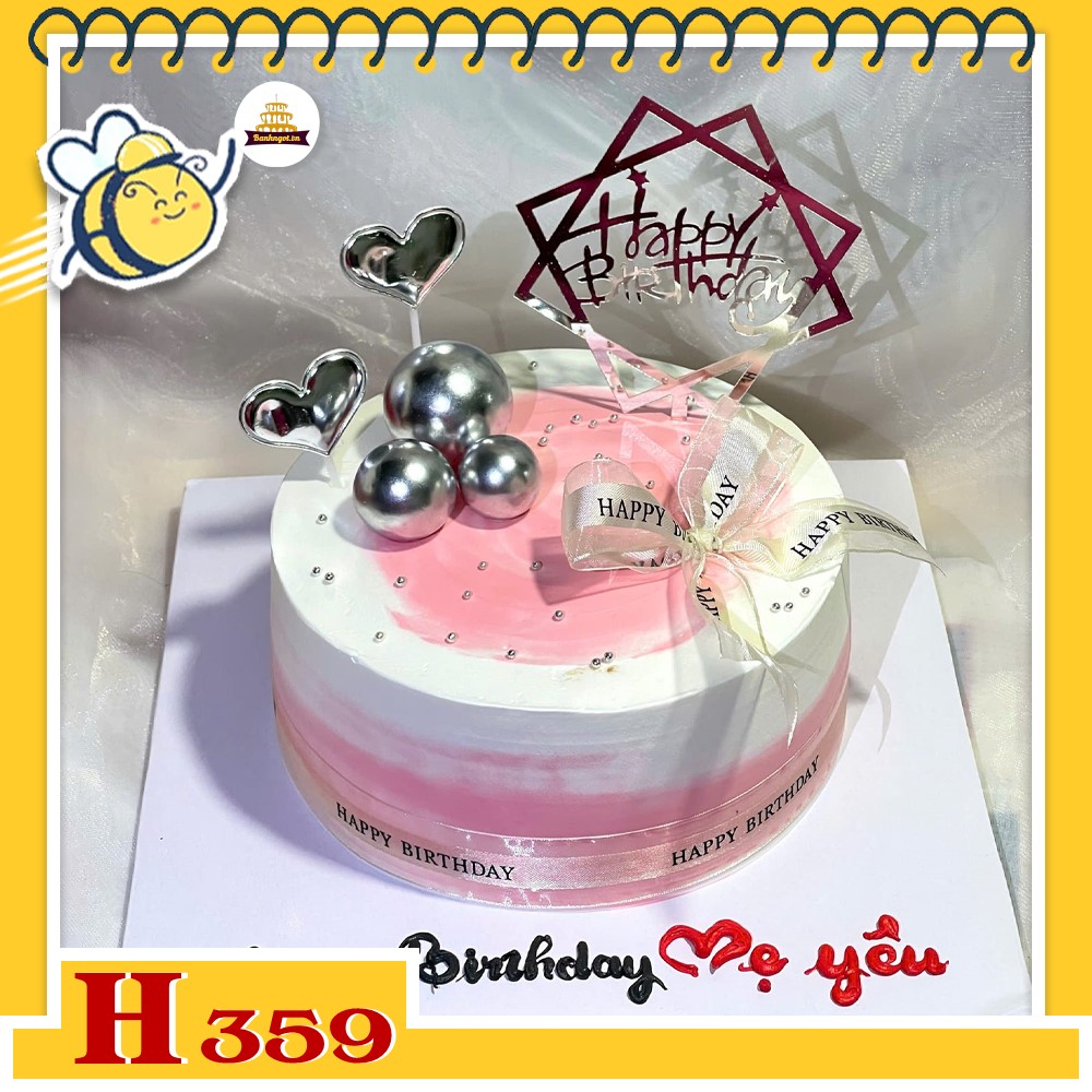 Bánh kem sinh nhật H359 Lấp lánh ngọt ngào với tông hồng ombre thanh lịch