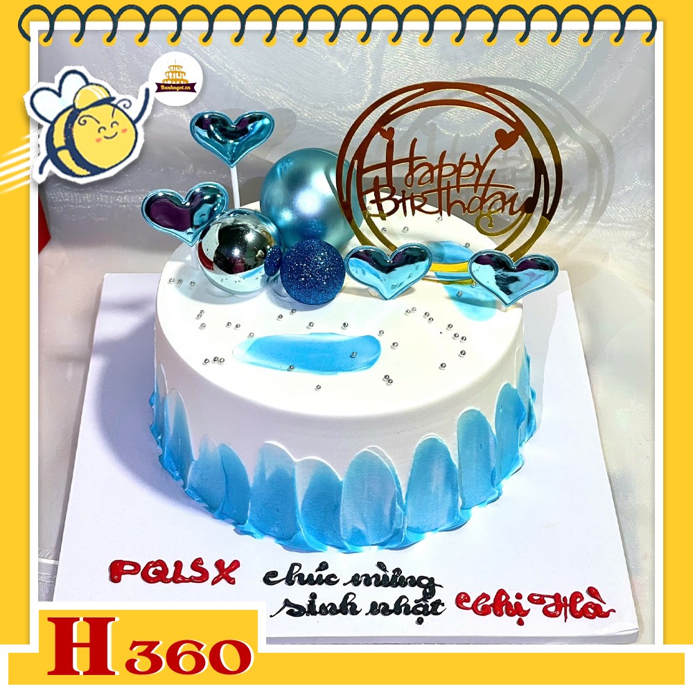 Bánh kem sinh nhật H360 Phong cách hiện đại tông xanh bạc sang trọng