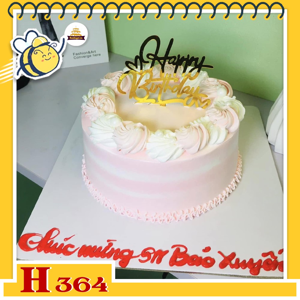 Bánh kem sinh nhật H364 Dịu dàng, thanh lịch với phong cách tối giản