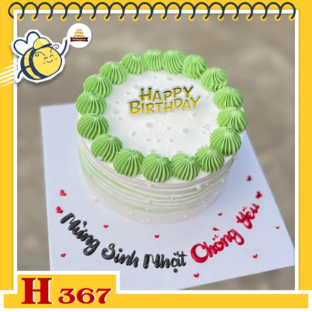 Bánh kem sinh nhật H367 Sắc xanh tươi mới, món quà dành cho phái mạnh