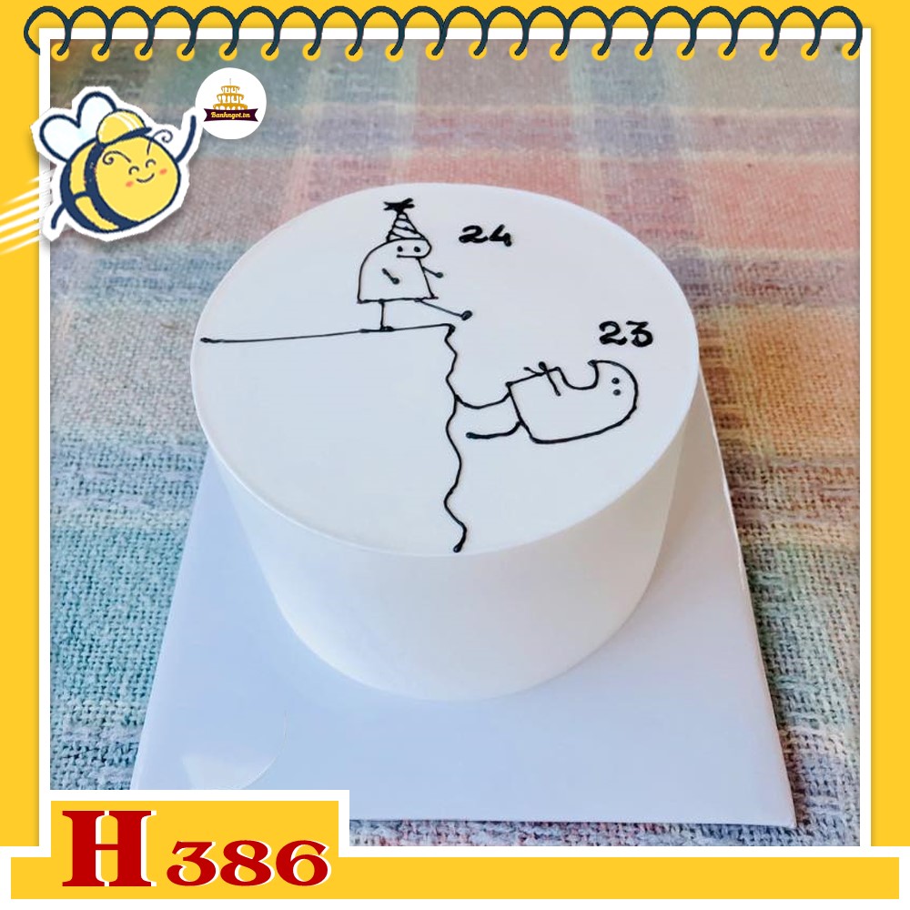 Bánh kem sinh nhật H386 vẽ hình meme độc đáo, hài hước
