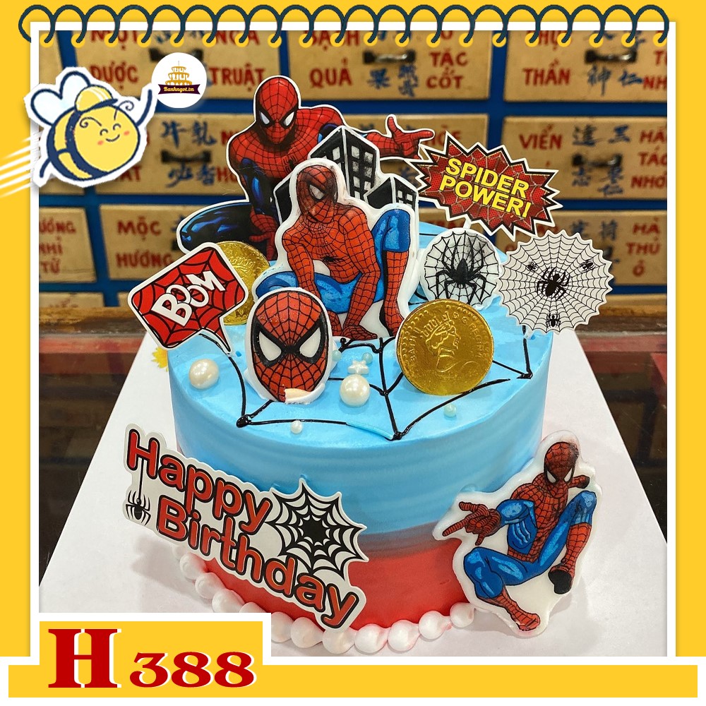 Bánh kem sinh nhật H388 siêu anh hùng Người Nhện cho bé trai