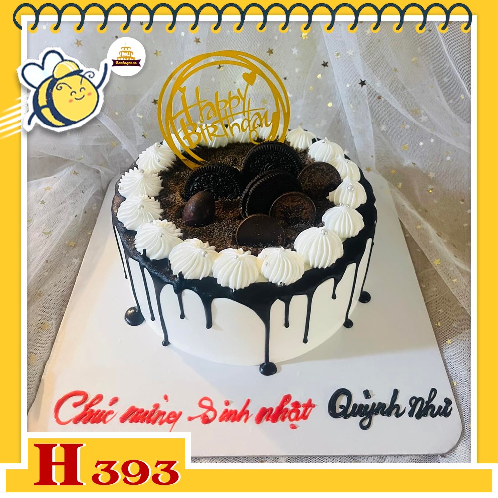 Bánh kem sinh nhật H393 socola chảy kết hợp bánh oreo và kem trắng