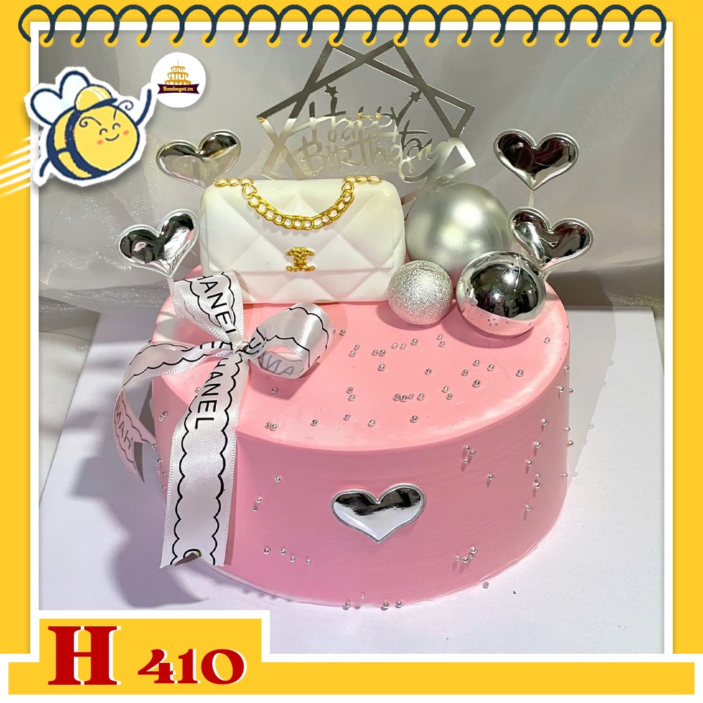 Bánh kem sinh nhật H410 Bánh kem túi xách Chanel tặng nàng sang chảnh