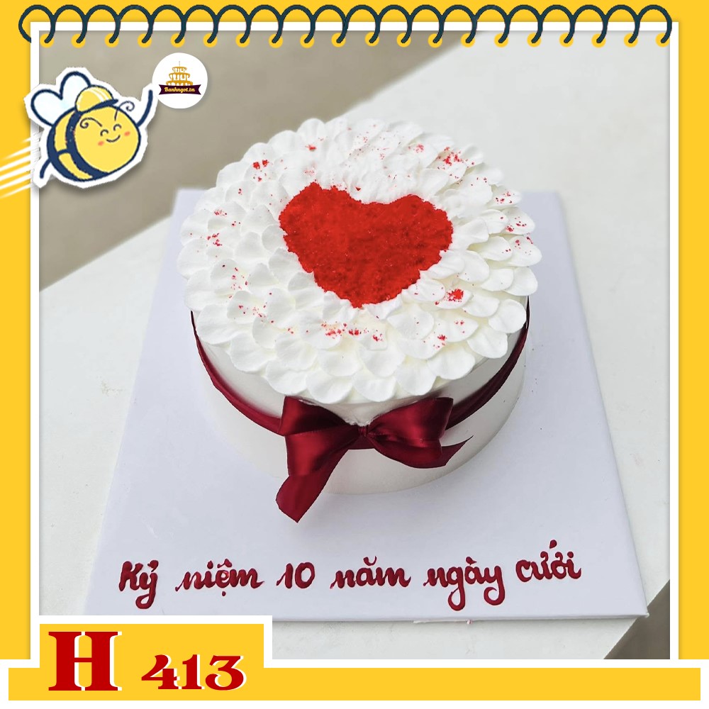 Bánh kem sinh nhật H413 Bánh kem trái tim ngày kỷ niệm tình yêu, ngày cưới