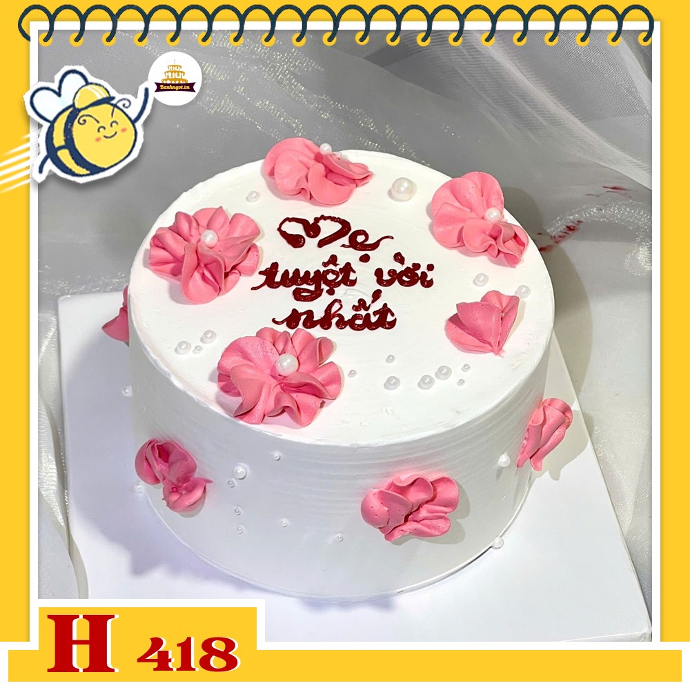 Bánh kem sinh nhật H418 Bánh kem hoa hồng cánh to tặng mẹ yêu