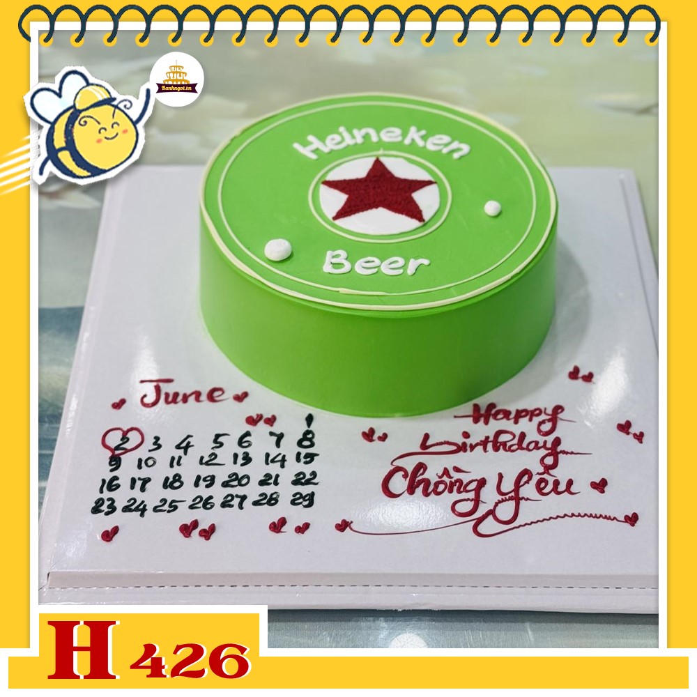 Bánh kem sinh nhật H426 tạo hình bia Heineken tặng chồng