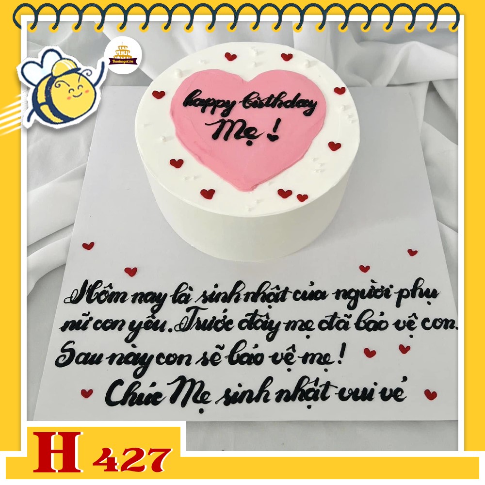 Bánh kem sinh nhật H427 trái tim hồng tặng mẹ