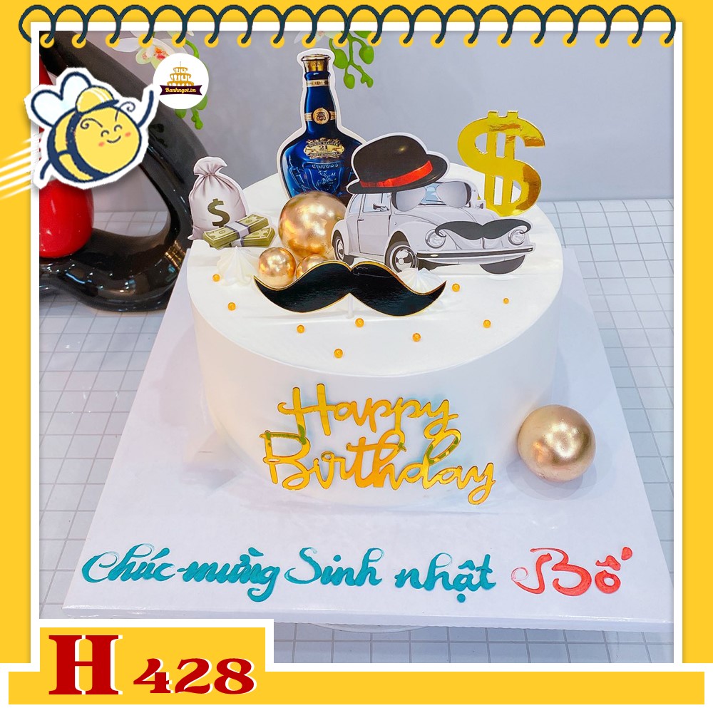 Bánh kem sinh nhật H428 phong cách quý ông cổ điển tặng bố