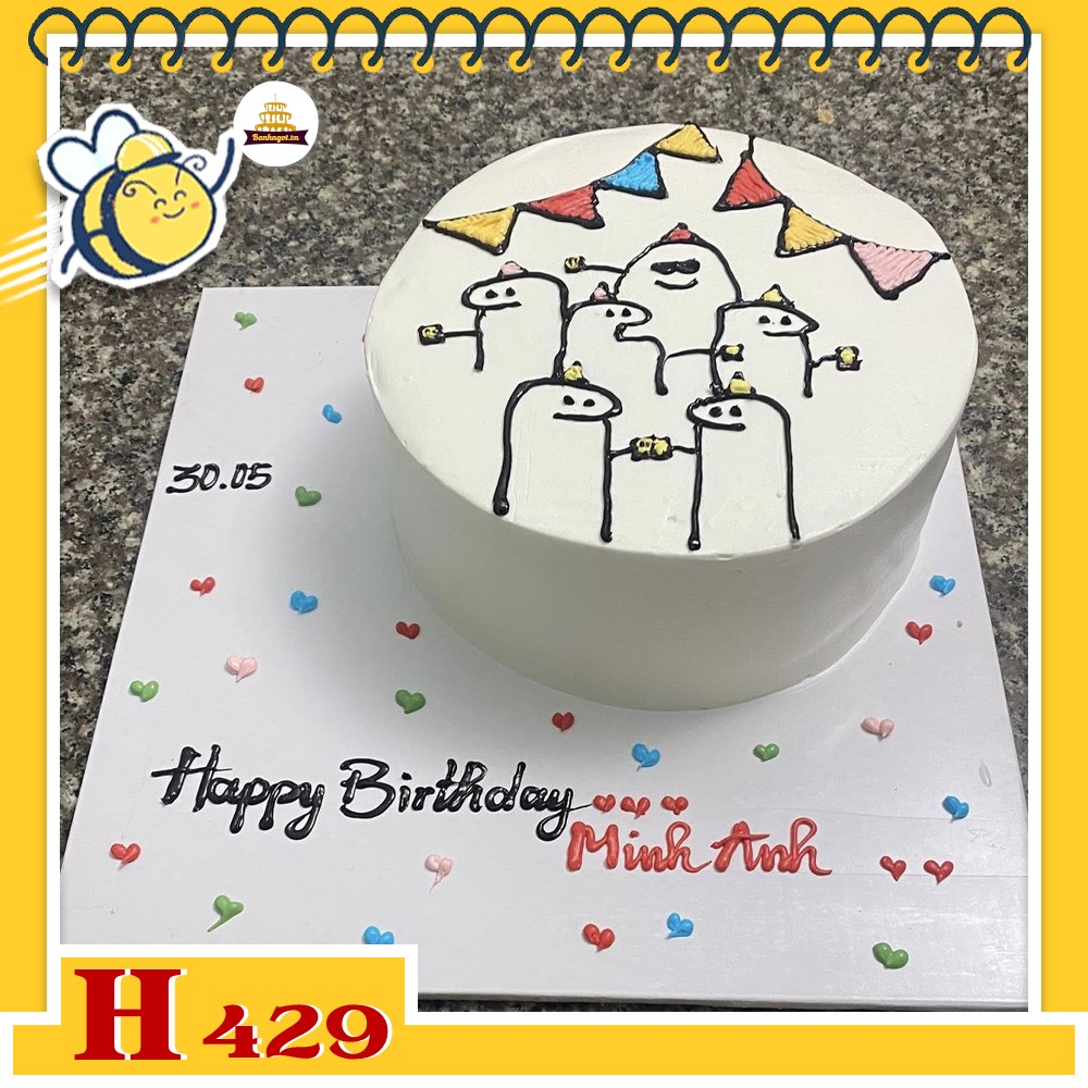 Bánh kem sinh nhật H429 tạo hình meme Flork hài hước tặng bạn thân