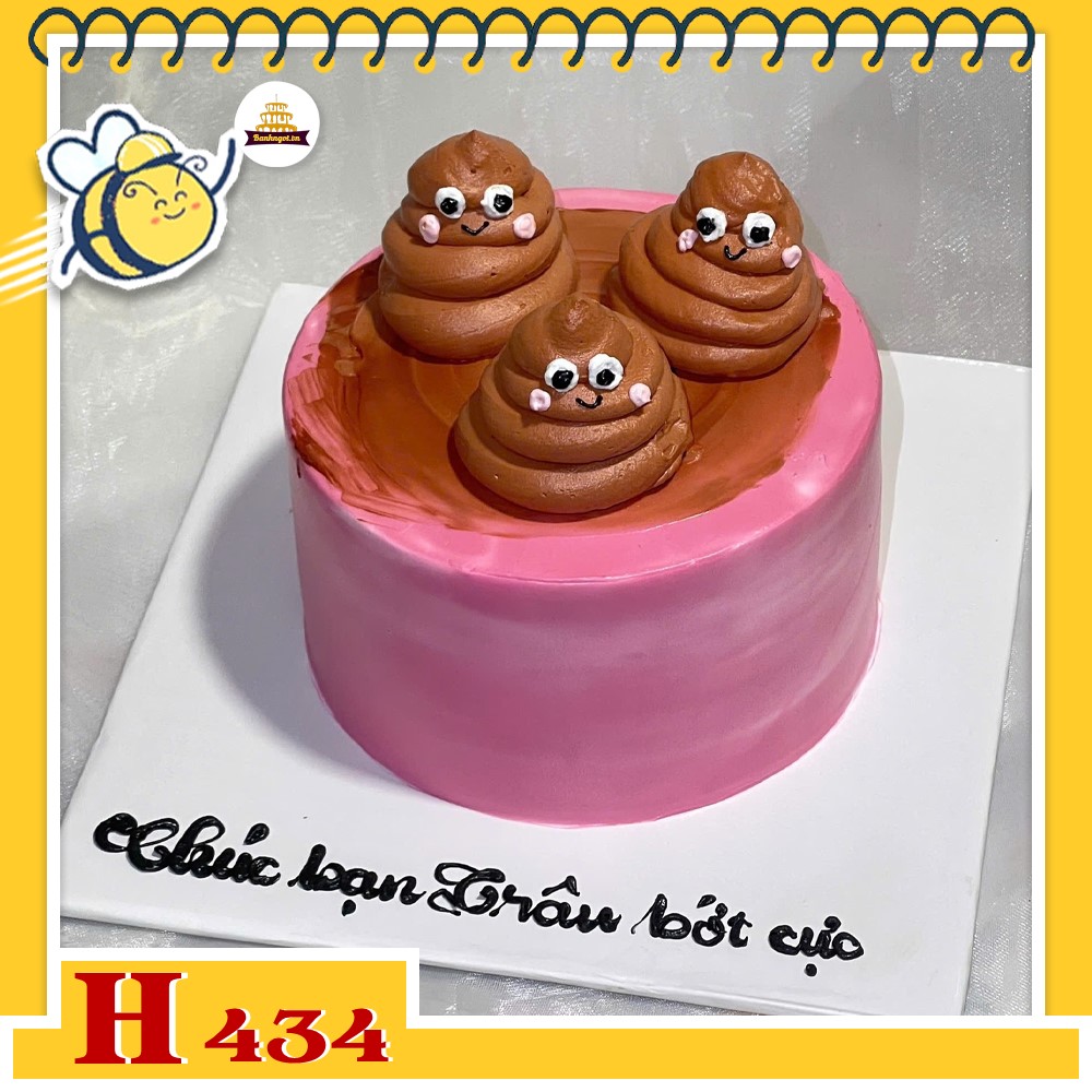 Bánh kem sinh nhật H434 Bánh kem troll hình cục phân siêu hài hước