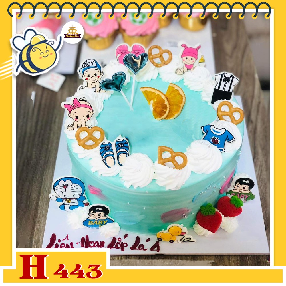 Bánh kem sinh nhật H443 phụ kiện trang trí đủ loại cho bé trai
