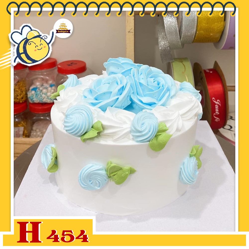 Bánh kem sinh nhật H454 hoa hồng xanh cho bạn trai, người yêu, tặng nam tinh tế