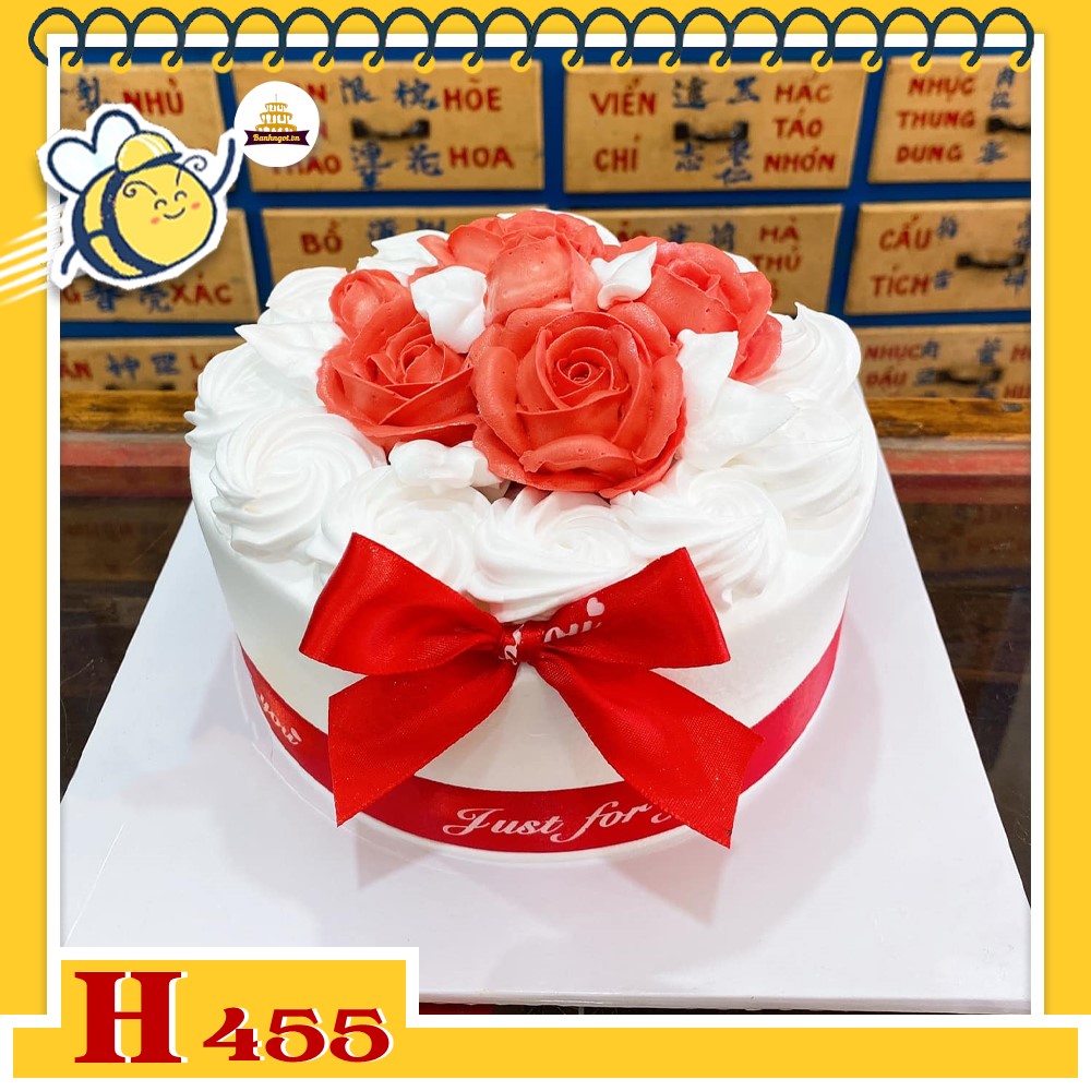 Bánh kem sinh nhật H455 hoa hồng đỏ tặng người yêu lãng mạn và ấm áp