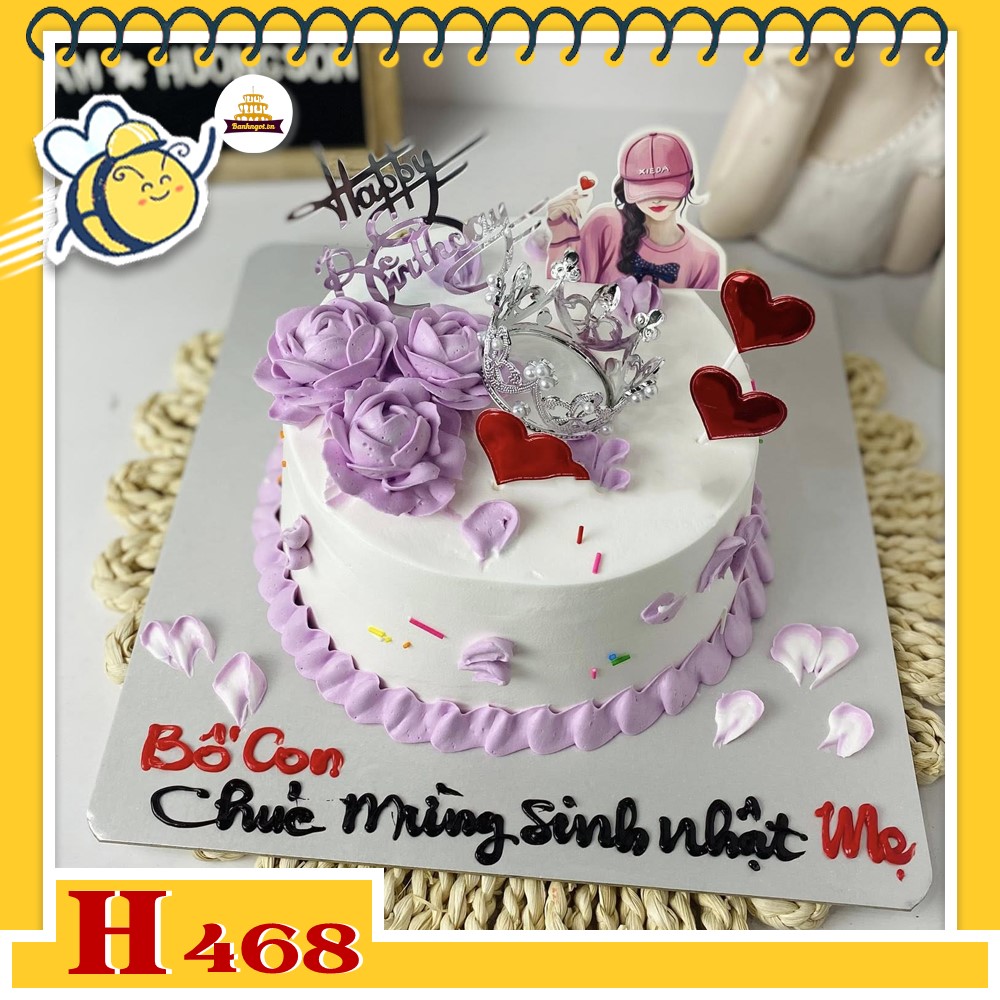 Bánh kem sinh nhật H468 vương miện tím hoa oải hương tặng mẹ, người yêu xinh đẹp