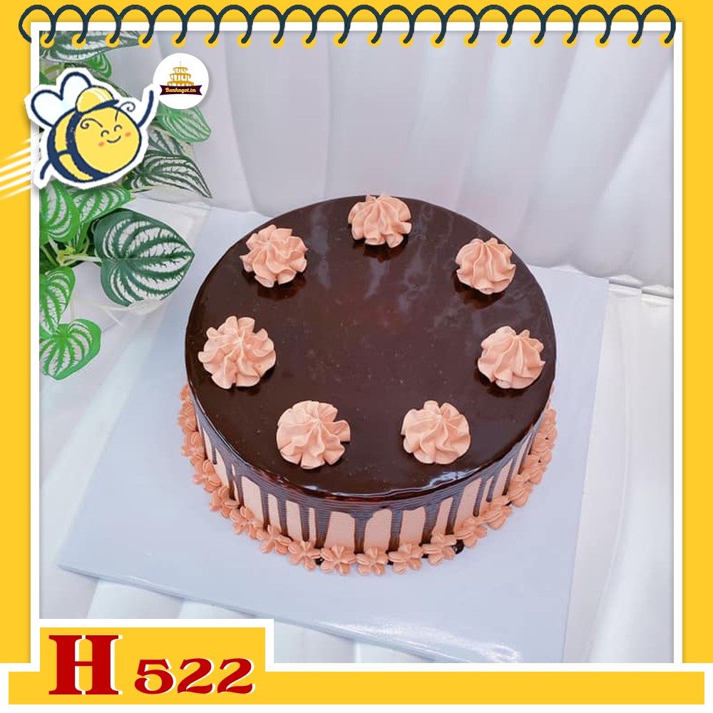 Bánh kem sinh nhật H522 phủ socola và kem xoắn sang trọng