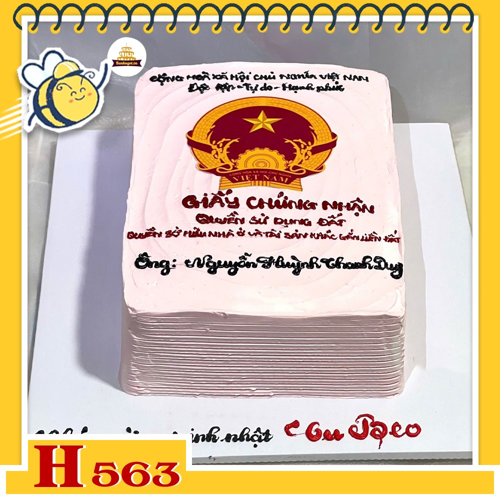 Bánh kem sinh nhật H563 hình sổ đỏ đất thổ cư độc đáo