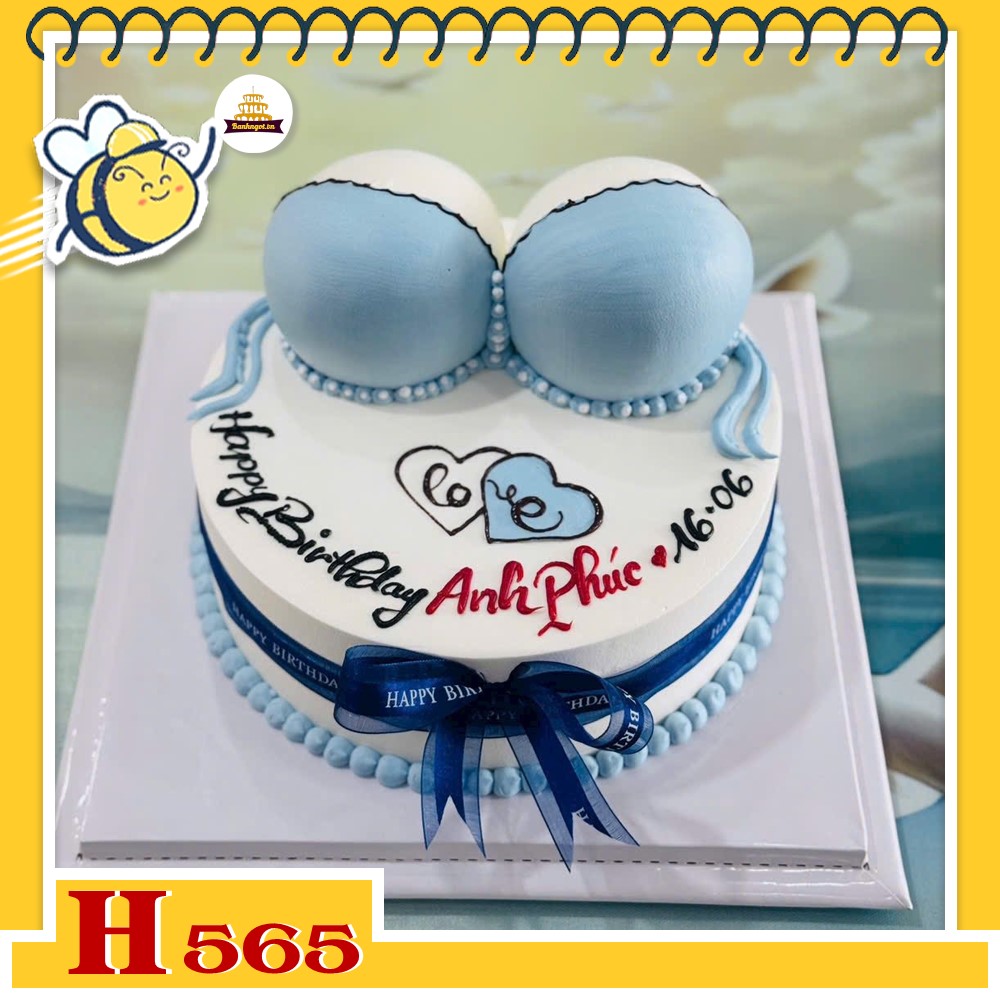 Bánh kem sinh nhật H565 hình bikini xanh trắng cá tính