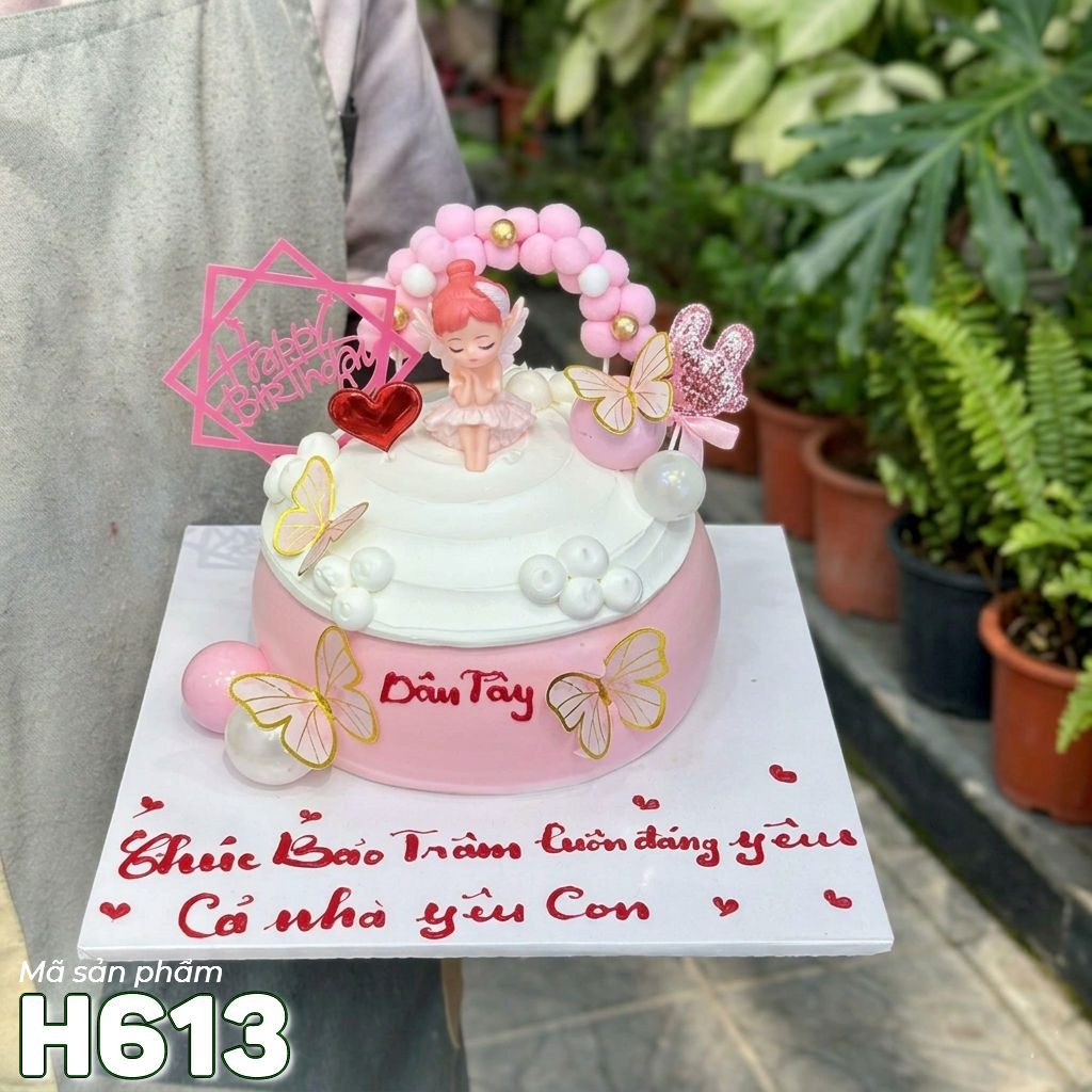 Bánh kem H613 tiên nữ và cầu vồng bông gòn xinh xắn
