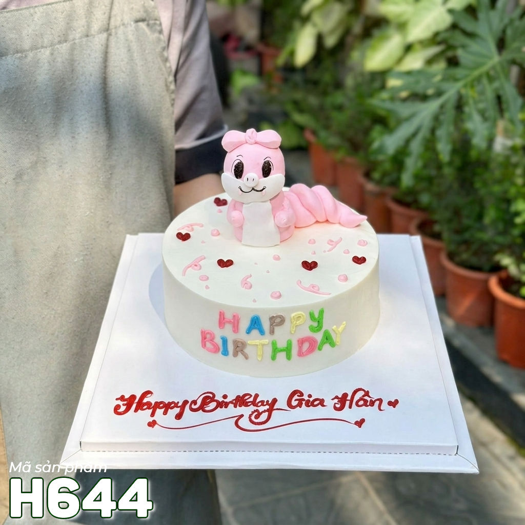 Bánh kem H644 rắn hồng ngọt ngào mừng sinh nhật công chúa nhỏ