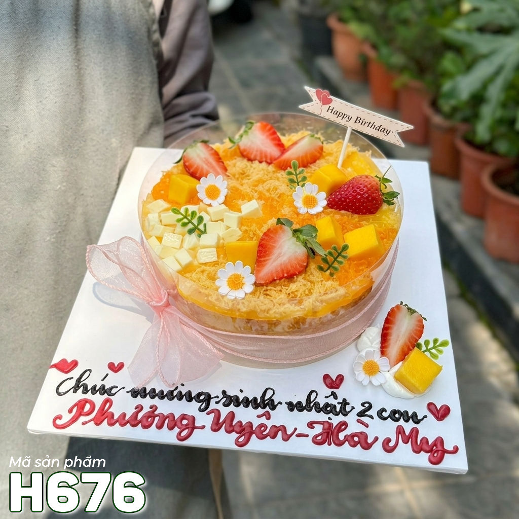 Bánh sinh nhật bông lan trứng muối H676 trái cây nhiệt đới ngọt ngào