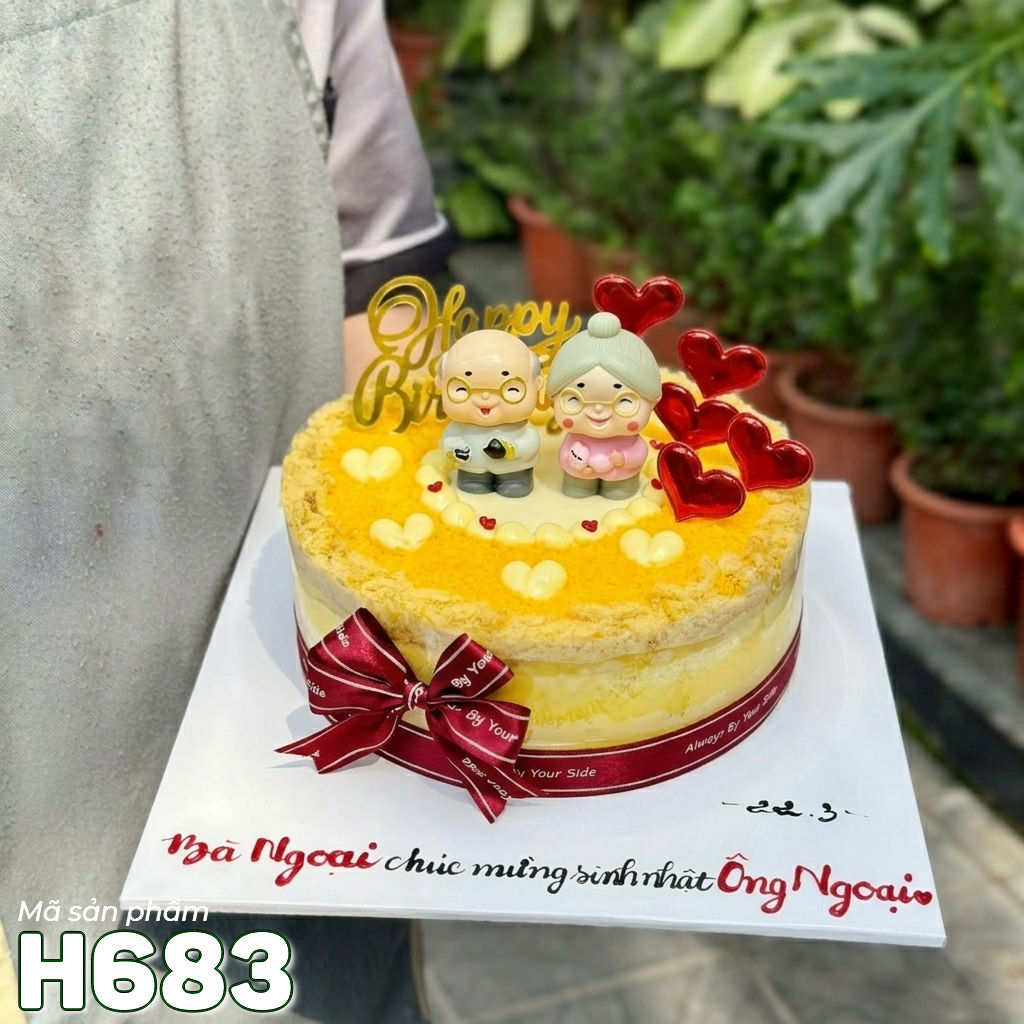 Bánh sinh nhật bông lan trứng muối H683 ông bà bình an