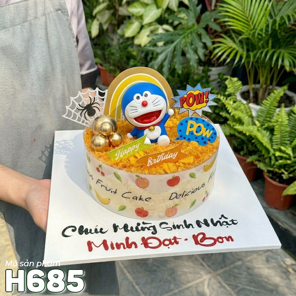 Bánh sinh nhật bông lan trứng muối H685 Doraemon vui nhộn cho bé