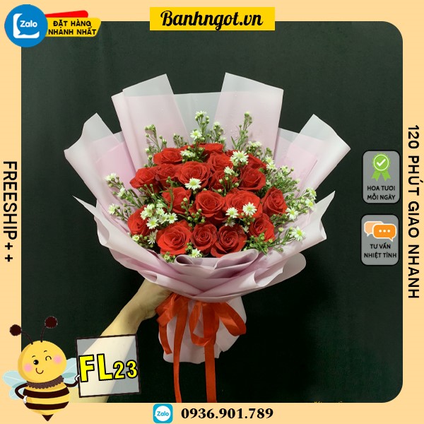 Bó hoa tươi FL23 hồng màu đỏ