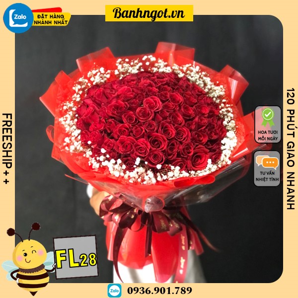 Bó hoa tươi FL28 hồng đỏ siêu to cực khủng