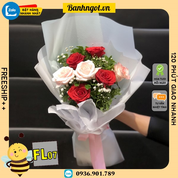 Bó hoa tươi FL07 hoa hồng 2 màu ấn tượng