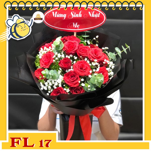 Bó hoa tươi FL17 hoa hồng đỏ to đẹp