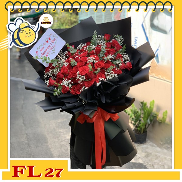 Bó hoa tươi FL27 siêu to khổng lồ hoa hồng đỏ