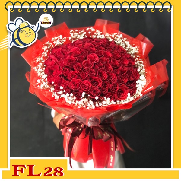 Bó hoa tươi FL28 hồng đỏ siêu to cực khủng