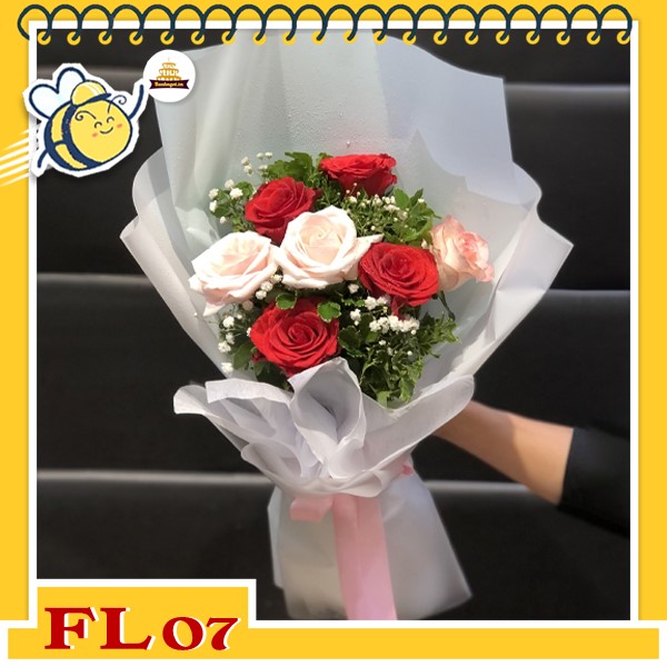 Bó hoa tươi FL07 hoa hồng 2 màu ấn tượng