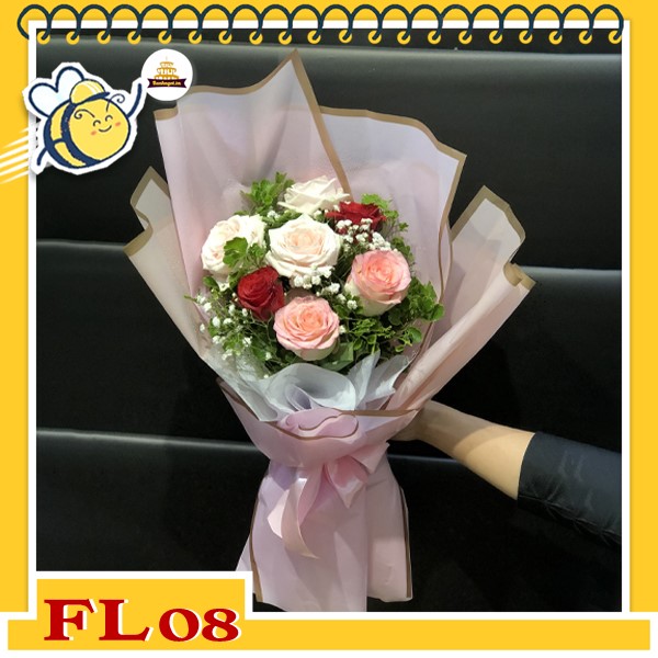 Bó hoa tươi FL08 hoa hồng 3 màu dễ thương