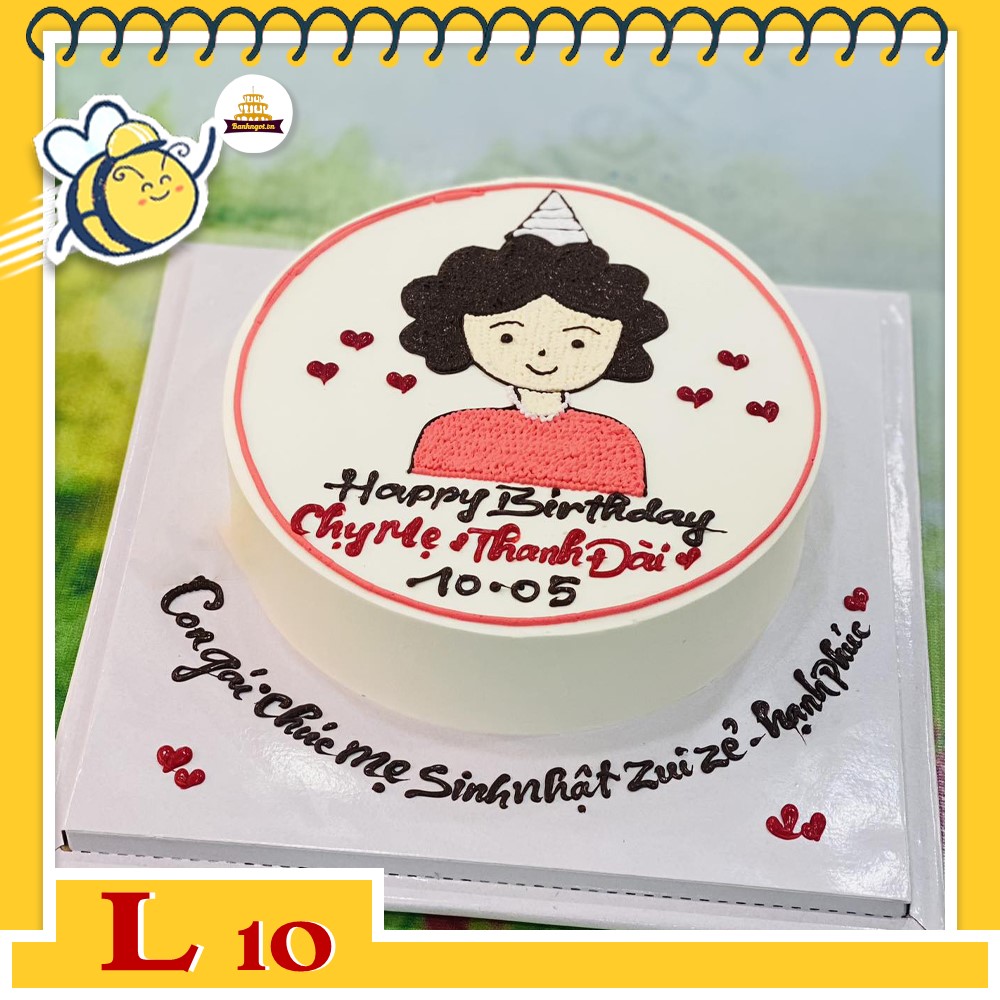 Bánh kem L10 vẽ hình mẹ yêu phong cách đơn giản mà tình cảm