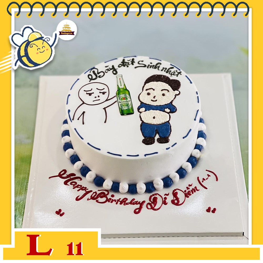 Bánh kem L11 rót bia cho đứa bạn thân bụng bia hài hước