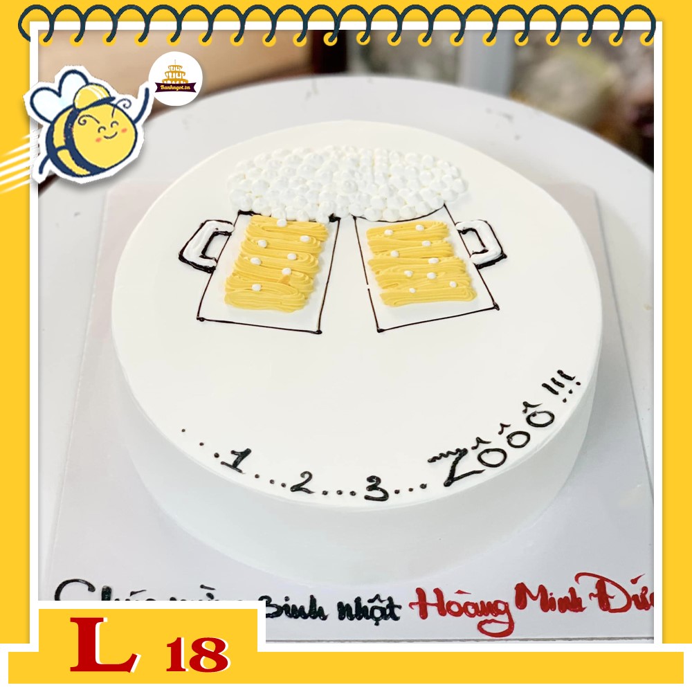 Bánh kem L18 vẽ hình cụng 2 ly bia 1 2 3 zô