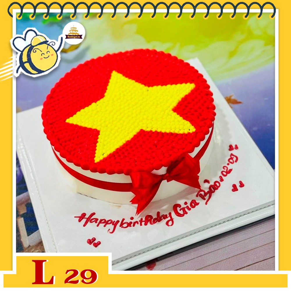 Bánh kem đẹp L29 vẽ hình cờ Việt Nam đỏ sao vàng