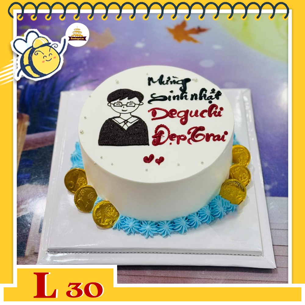 Bánh kem đẹp L30 vẽ hình chibi chân dung cho nam