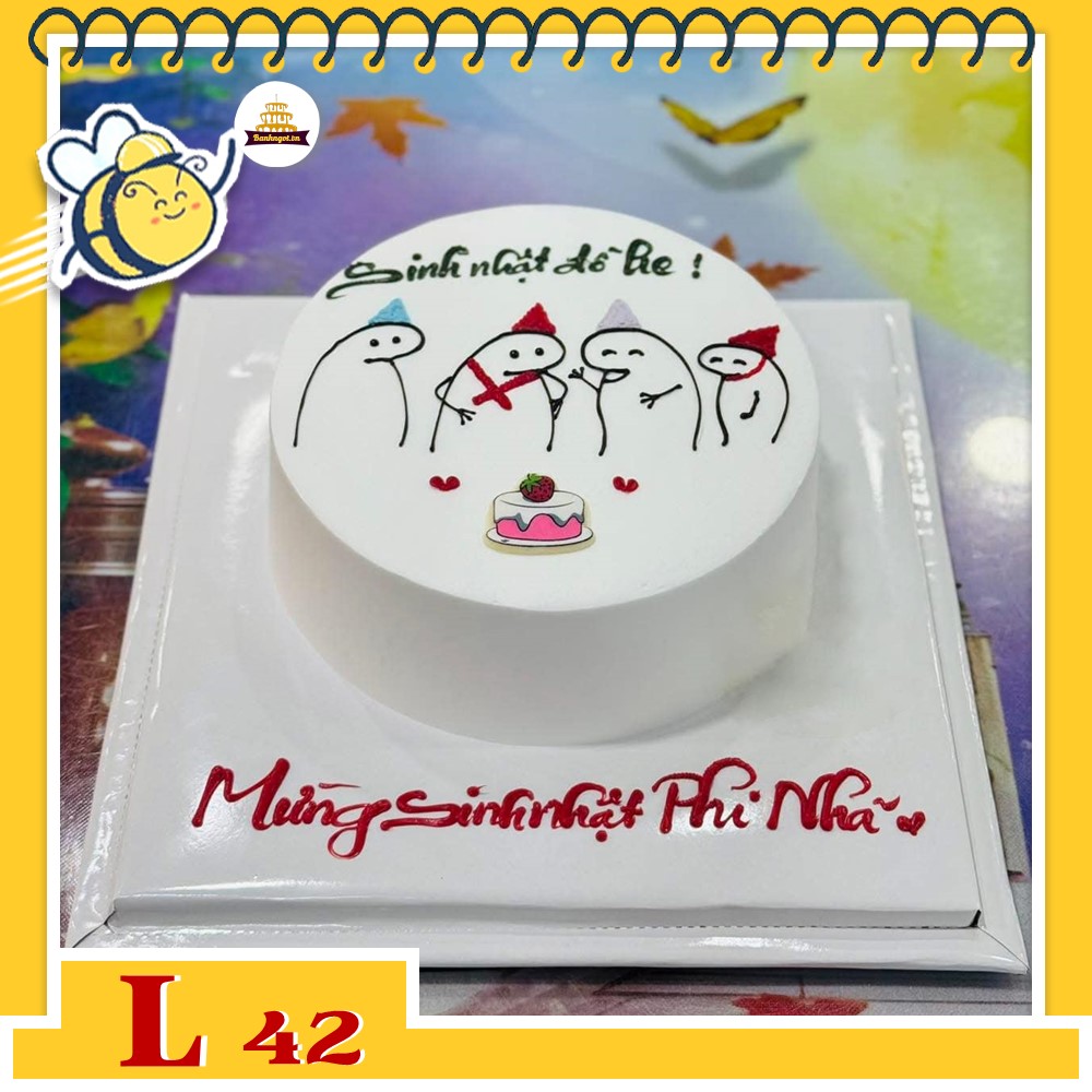 Bánh kem đẹp L42 vẽ hình phong cách hài hước tặng bạn bè đồng nghiệp