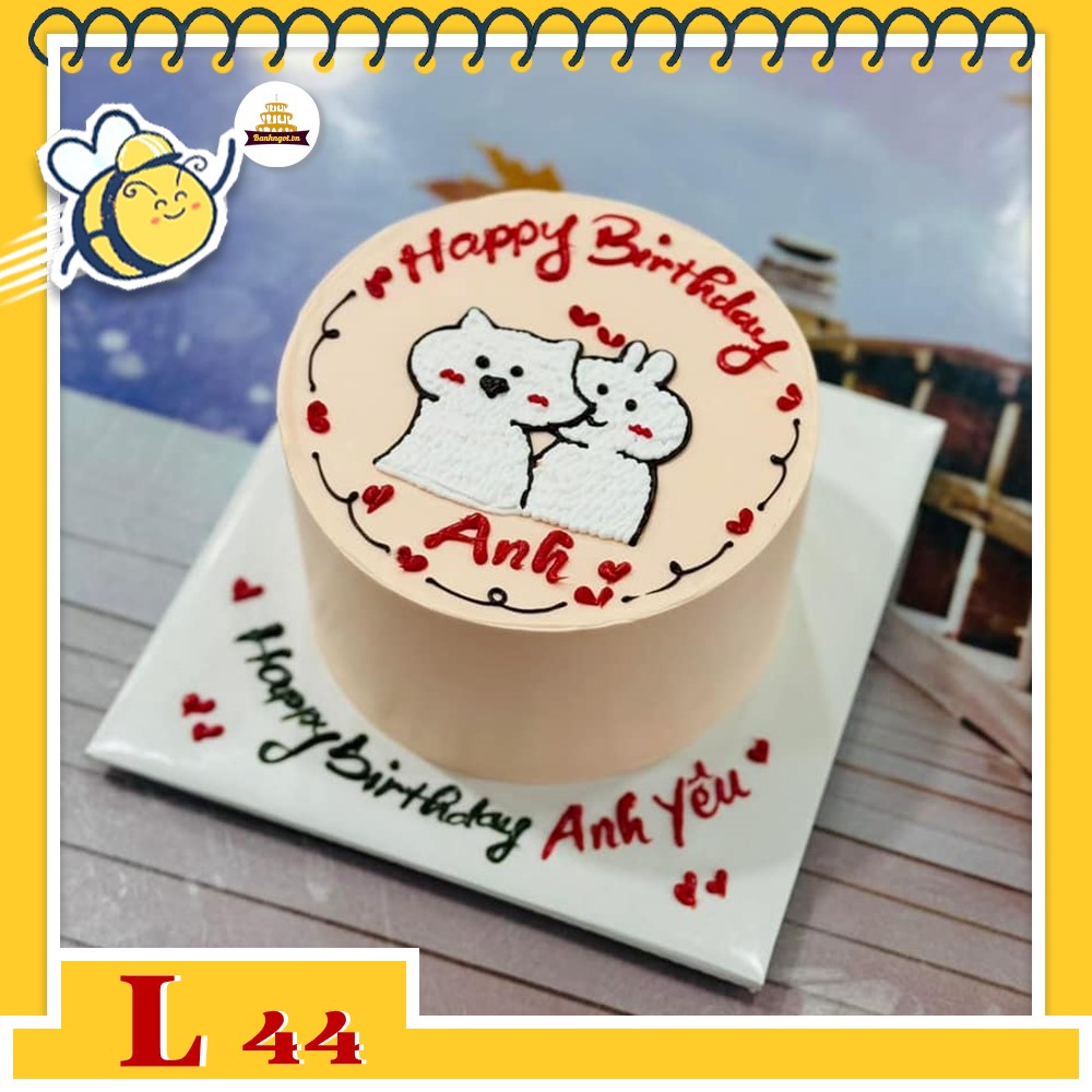 Bánh kem đẹp L44 vẽ hình sticker dễ thương nhìn là mê