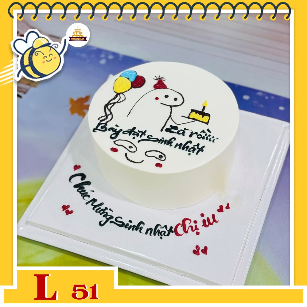 Bánh kem đẹp L51 vẽ hình dễ thương tặng bạn bè đồng nghiệp
