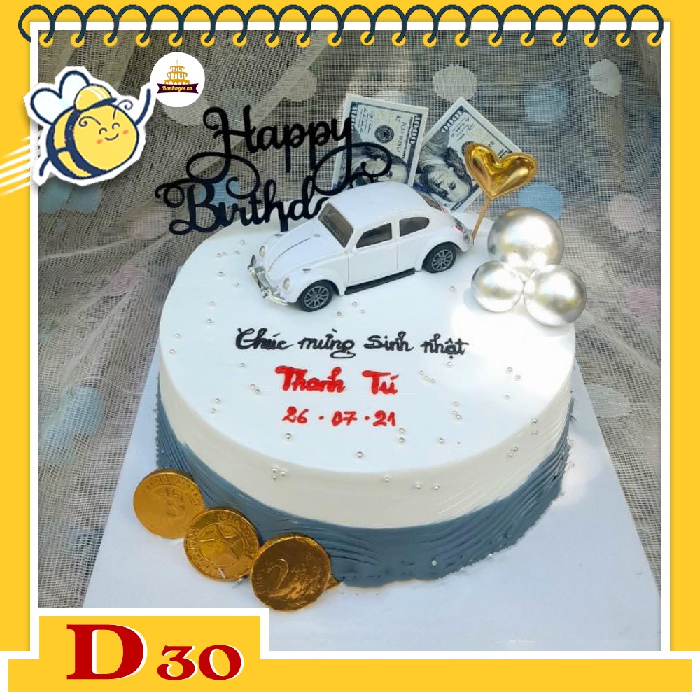 Mẫu bánh kem đẹp D30 tông trắng sang trọng phú quý