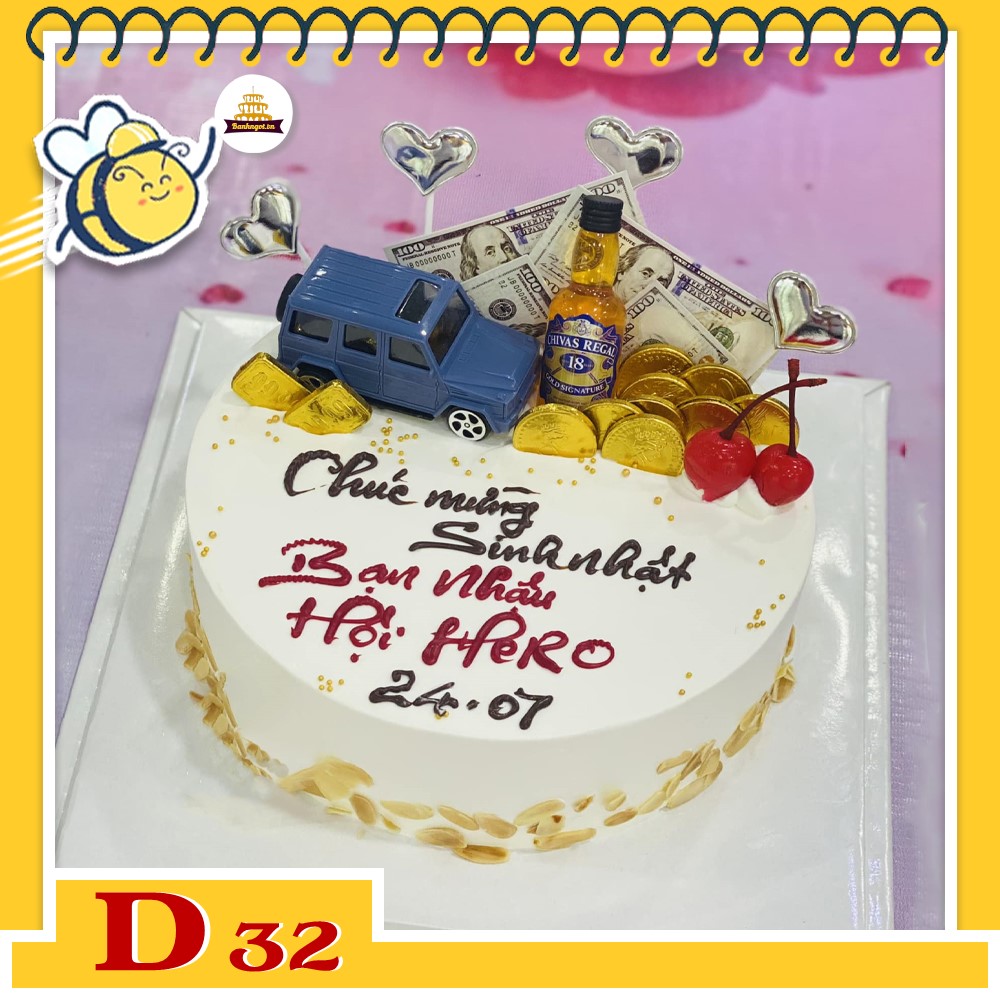 Mẫu bánh kem đẹp D32 phụ kiện hiện đại