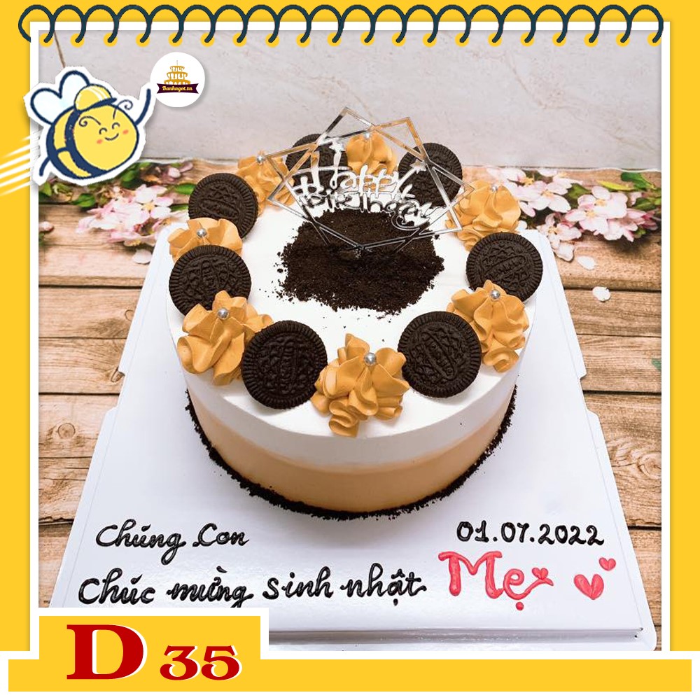 Mẫu bánh kem đẹp D35 trang trí bằng bánh xinh