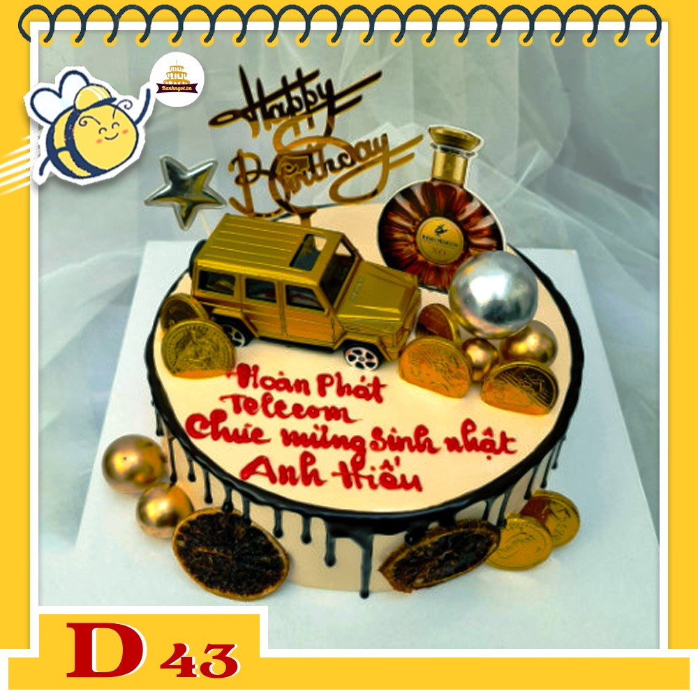 Mẫu bánh kem đẹp D43 sang trọng với phụ kiện xe GS63