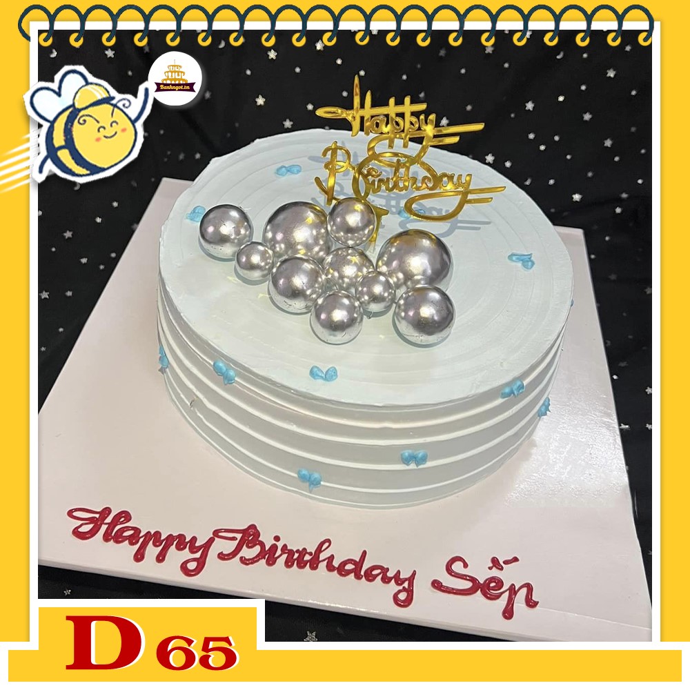 Mẫu bánh kem đẹp D65 nền xanh nhạt cắm bi